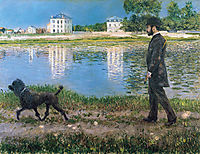 Richard Gallo and His Dog at Petit Gennevilliers, c.1884, caillebotte