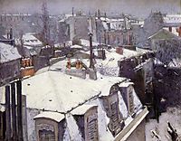 View of rooftops, Snow Effect, 1878, caillebotte