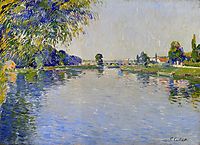 View of the Seine in the Direction of the Pont de Bezons, c.1892, caillebotte