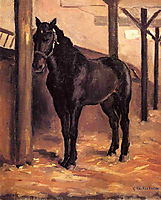 Yerres, Dark Bay Horse in the Stable, c.1878, caillebotte