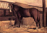 Yerres, Reddish Bay Horse in the Stable, c.1878, caillebotte