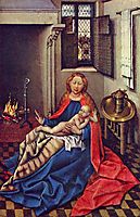 Madonna and Child Before a Fireplace, 1430, campin