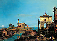 An Island in the Lagoon with a Gateway and a Church, c.1743, canaletto