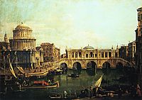 Capriccio of the Grand Canal With an Imaginary Rialto Bridge and Other Buildings, canaletto
