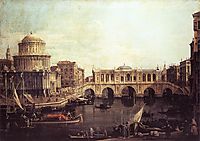Capriccio: The Grand Canal, with an Imaginary Rialto Bridge and Other Buildings, c.1745, canaletto