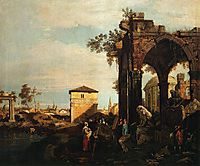 Capriccio with Ruins and Porta Portello in Padua, c.1760, canaletto