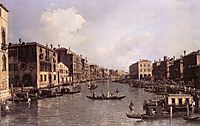 Grand Canal: Looking South East from the Campo Santa Sophia to the Rialto Bridge, c.1756, canaletto