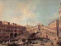 Grand Canal. The Rialto Bridge from the South., 1727, canaletto