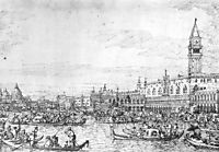 Venice: The Canale di San Marco with the Bucintoro at Anchor, c.1732, canaletto