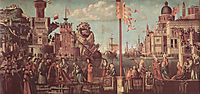 The Meeting of Etherius and Ursula and the Departure of the Pilgrims, 1498, carpaccio