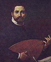 Portrait of Giovanni Gabrieli with the lute, c.1600, carracci