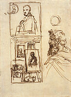 Preparatory drawing for Self-portrait on an Easel in a Workshop, carracci