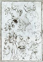 Sheet of caricatures, c.1595, carracci