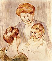A Baby Smiling at Two Young Women, 1873, cassatt