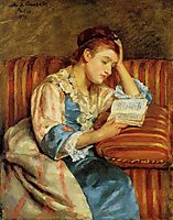 Mrs. Duffee Seated on a Striped Sofa, Reading, 1876, cassatt