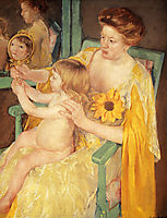 Mother Wearing A Sunflower On Her Dress, 1905, cassatt