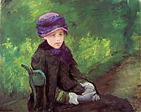 Susan Seated Outdoors Wearing a Purple Hat, c.1881, cassatt