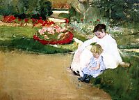 Woman and Child Seated in a Garden, c.1881, cassatt