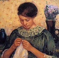 Woman Sewing, 1914, cassatt