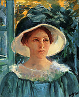 Young Woman In Green, Outdoors In The Sun, 1914, cassatt