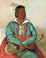 Mó-sho-la-túb-bee, He Who Puts Out and Kills, Chief of the Tribe, 1834, catlin