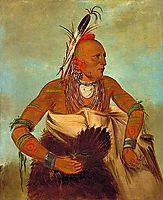 Osage warrior of the Wha-sha-she band (a subdivision of Hunkah), 1834, catlin