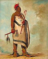 Shonka Sabe (Black Dog). Chief of the Hunkah division of the Osage tribe, 1834, catlin