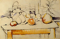 Pot of Ginger and Fruits on a Table, c.1890, cezanne