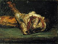 Still Life Bread and Leg of Lamb, 1866, cezanne