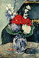 Still life, Delft vase with flowers, 1874, cezanne