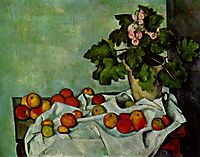 Still life with fruit geraniums Stock, 1894, cezanne