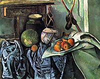 Still Life with a Ginger Jar and Eggplants, 1894, cezanne