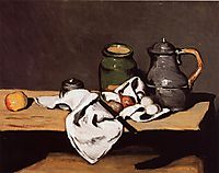 Still Life with Green Pot and Pewter Jug, c.1870, cezanne