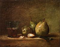 Pears, Walnuts and Glass of Wine, c.1768, chardin