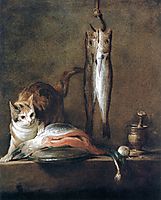 Still Life with Cat and Fish, 1728, chardin