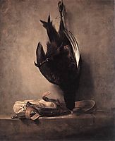 Still Life with Dead Pheasant and Hunting Bag, 1760, chardin