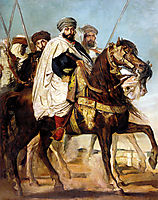 Ali­ Ben ­Hamet, Caliph of Constantine of the Haractas, followed by his Escort, 1845, chasseriau