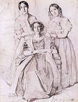 Portrait of the Wife of Admiral Duperre and Her Daughters, 1841, chasseriau