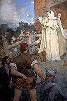 St. Genevieve makes confidence and calm to frightened Parisians of the approach of Attila, chavannes