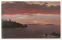 Schoodic Peninsula from Mount Desert at Sunrise, 1855, church