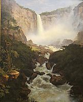 Tequendama Falls, Near Bogota, New Granada, 1854, church
