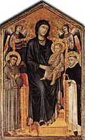 Madonna Enthroned with the Child, St. Francis, St. Domenico and two Angels, cimabue