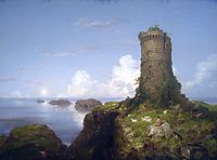 Italian Coast Scene with Ruined Tower, 1838, cole