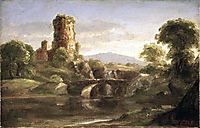 Ruined Castle and River, c.1832, cole