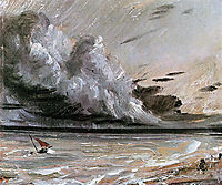 Coast scene with breaking cloud Sun, constable