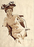 Female Semi-Nude with Hat, 1910, corinth