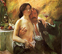 Self-Portrait with his Wife and a Glass of Champagne, 1902, corinth