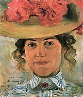 Woman-s Half Portrait with Straw Hat (Luise Halbe), 1898, corinth