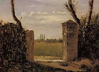 Boid Guillaumi, near Rouen A Gate Flanked by Two Posts, 1822, corot