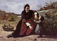 Breton Woman and her Little Girl, c.1865, corot